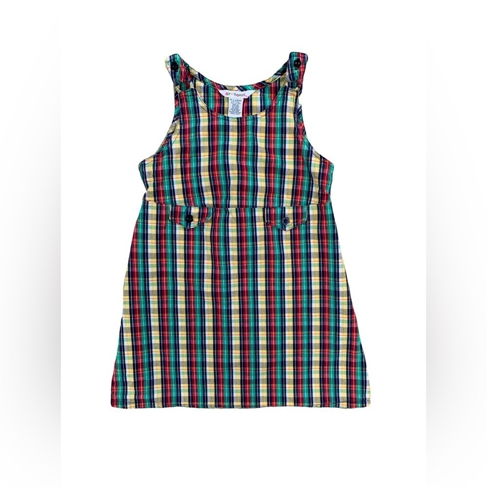 Vintage Gymboree Size 6-7 Years Rainbow Tag Plaid Jumper Dress